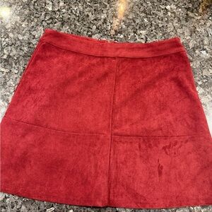 Lulu's Red Suede Mini Skirt